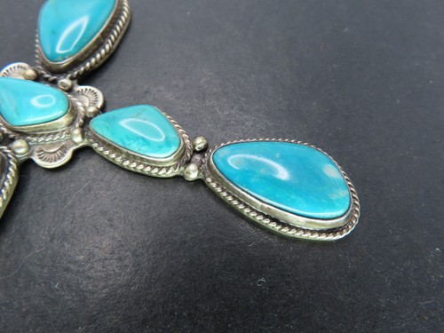 Sterling Silver & Turquoise Cross Pendant, RB Running Bear, 30.8g - Picture 3 of 7