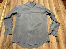 Arrow Shirt Mens 15-15.5 34/35 MED Gray Black Long Sleeve Button Up Wrinkle Free