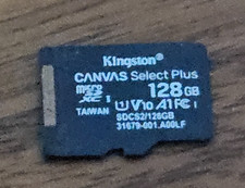 KINGSTON 128GB Canvas Select Plus MicroSDXC SD Card UHS-I Class 10 A1 U1