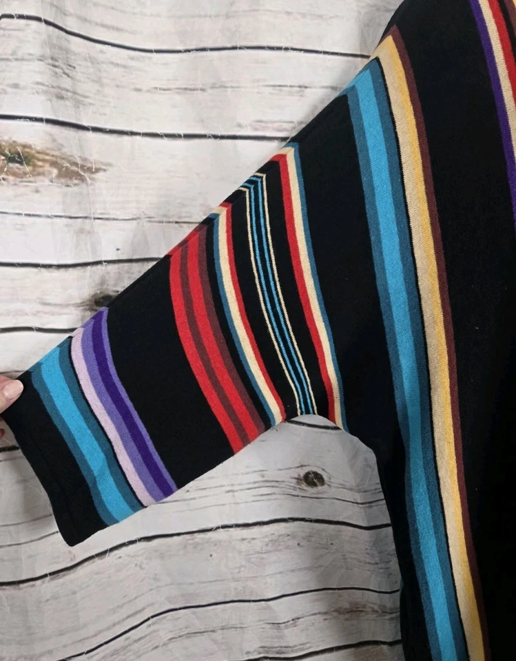 Suéter Top Chaps Multi Rayas Lino Algodón 3X Mujeres Mangas Dolman Pullover Foto 3 de 4