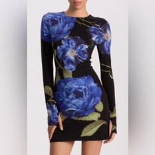 Alice + Olivia Delora Floral Print Long Sleeve Minidress, Size 4, $395