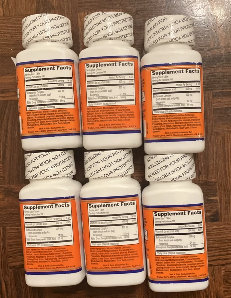6 EA Trader Joe's Vitamin C Complex Synergistic C 500 MG. Vitamin C & Others - Image 2 of 4