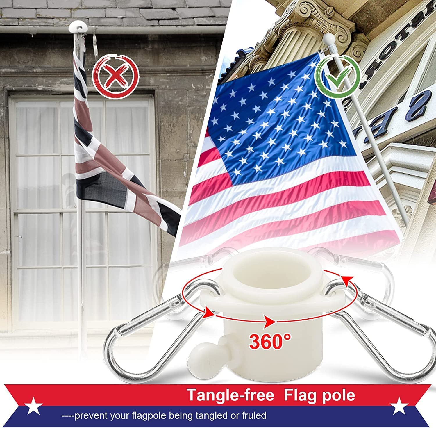 Flag Pole Holder for outside House - 5Ft Heavy Duty Stainless Steel House Flag P