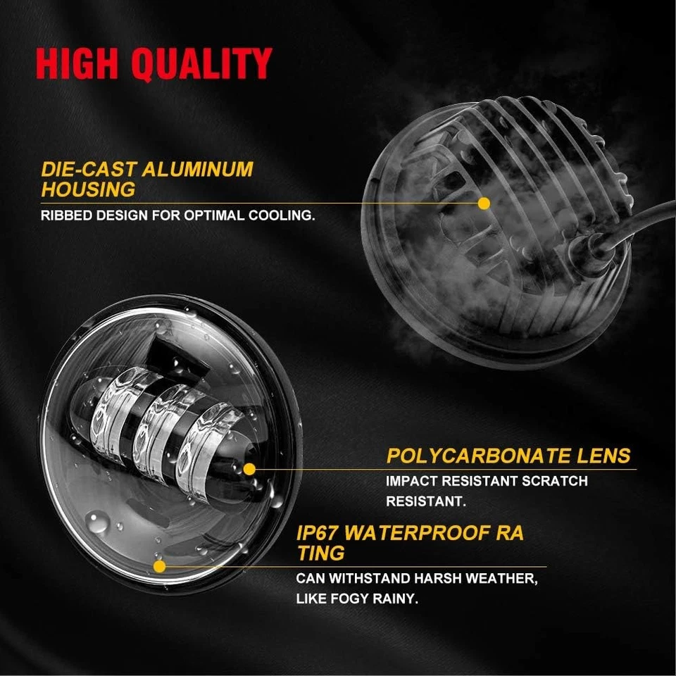 Faro LED clásico de 7" para Harley Davidson Electra Glide + luces de paso de 4,5" Foto 2 de 4