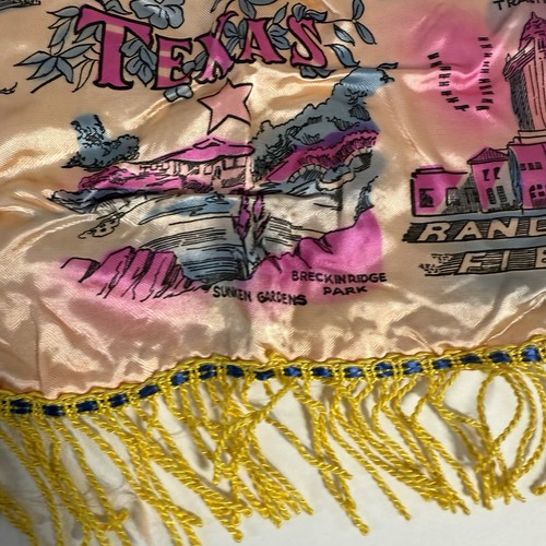 Vintage San Antonio Texas Pillow Cover w Fringe Souvenir Scenic Wonders 16-inch - Picture 10 of 13