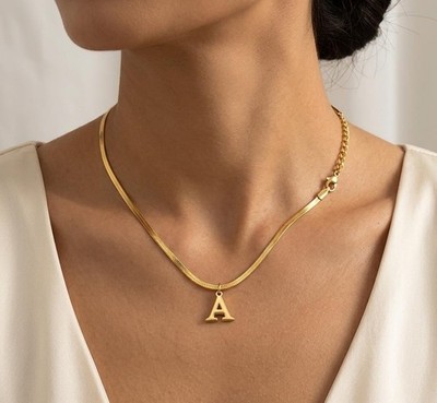 Initial Letter Necklace Gold Pendant Minimalist Jewelry Gift for Women Stainless