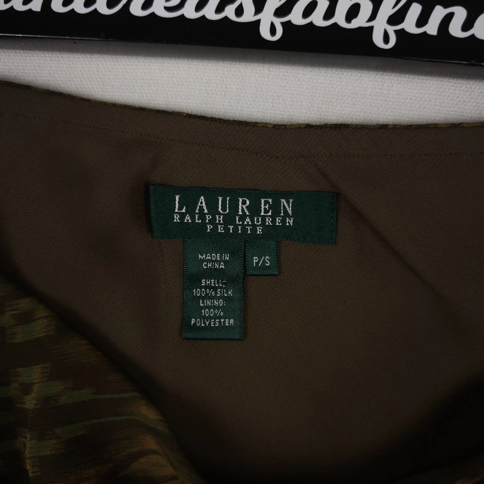 Falda Lauren Ralph Lauren Mujer PS Marrón Tahití Geo Seda Volantes Pull On Midi Foto 3 de 4