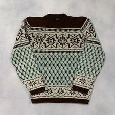 Vintage Knitted Jumper Abstract Patterned Grandad Knit Sweater Men's S (36-38)