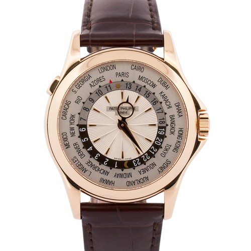 Patek Philippe World Time Complications SILVER 18K Rose Gold 39.5mm 5130R Watch