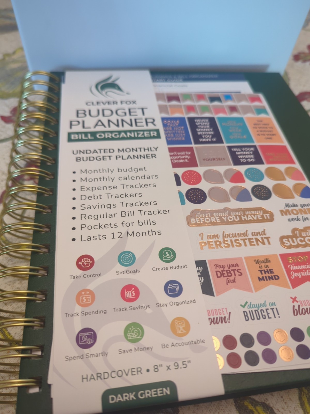 Clever Fox Budget Planner and Bill Organizer Undated 12 Month Unused