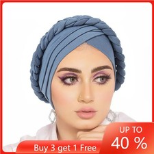 Forehead Cross Turban Hat Muslim Women Braid Head Wrap Hijab Bonnet Chemo Cap