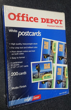 New Office Depot Brand 200 White Postcards Matte Finish Sealed Package