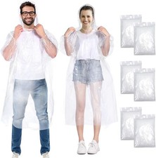 6/10 St&uuml;ck Einweg Regenponcho Damen Herren, Durchsichtig Regencape Regenschutz