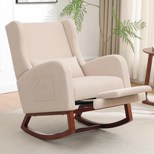Rocking Chair Nursery, Nursery Rocking Chairs with Foot Rest, Comfy Fabric Glide