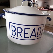 Vintage Silesia Rybnik Polish professional quality Round Enamel Bread Bin 30cm 