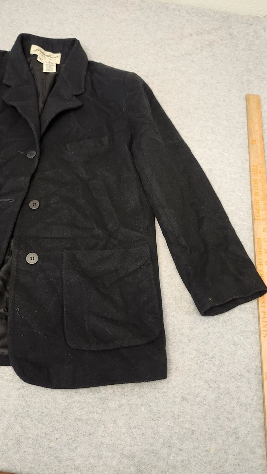 Chaqueta Blazer Abrigo Eddie Bauer Mujer Grande Negra Mezcla Lana Cachemira Estilo Y2K Foto 2 de 4