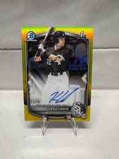 2025 Bowman Draft Kyle Lodise 1st Yellow Chrome Auto /75 #CPA-KL White Sox
