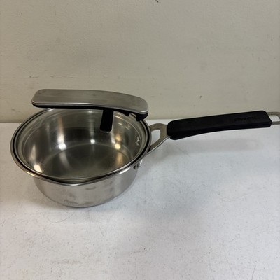 PYREX Stainless Steel Sauce Pan Dbl Spout W/ Glass Lid 1QT 1L Handle AS-10B