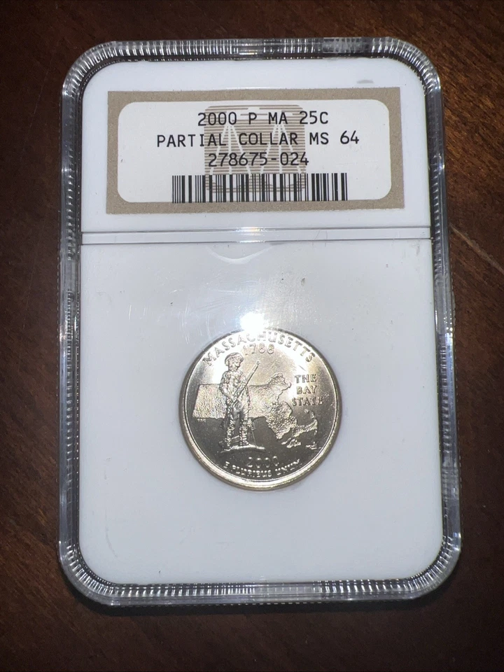2000 P NGC MS64 Partial Collar Error Massachusetts Quarter 25¢ - Image 2 of 4