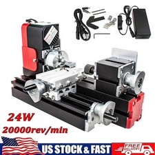24W Multifunctional Miniature Lathe DIY Woodworking Metal Lathe 20000 Rev/min
