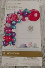76 PC NIB 🎈 BALLOON GARLAND KIT OVER  10 FT  LONG! NO HELIUM NEEDED! FREE SHIP!