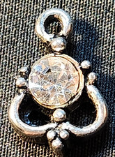 Vintage Sterling Silver SMALL JEWELED DROP #7...