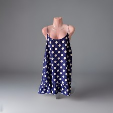 Ladies Studio Navy & White Spotted Strappy Sundress Sateen Size 16-18 BNIB