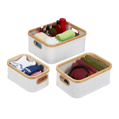 Aufbewahrungskorb 3er Set Bambuskorb Organisationsbehälter Badkörbchen Regalkorb - Bild 1 von 4