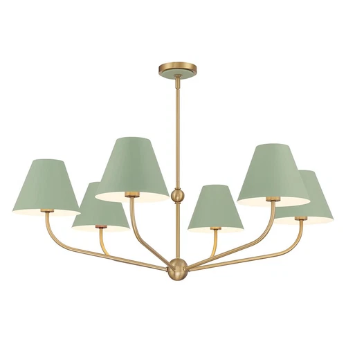 Crystorama Xavier 6Lt 40" Chandelier, Vibrant Gold/Green/White - XAV-B9316-VG-GR - Picture 1 of 1