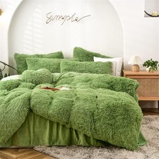 Shaggy Plush Duvet Cover Set King Size Super Soft Velvet Bedding Set 3 Pcs