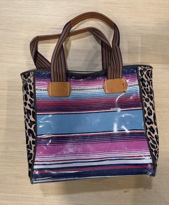 Consuela Thelma Classic Tote Bag Carryall Striped  Cheetah Pattern