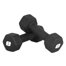 8 LB Neoprene Dumbbell Hand Weights Pair  Black Exercise Equipment