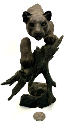 Mark Hopkins 1995 Stalking Cougar Bronze Limited Edition 13'' Sculpture #110/650