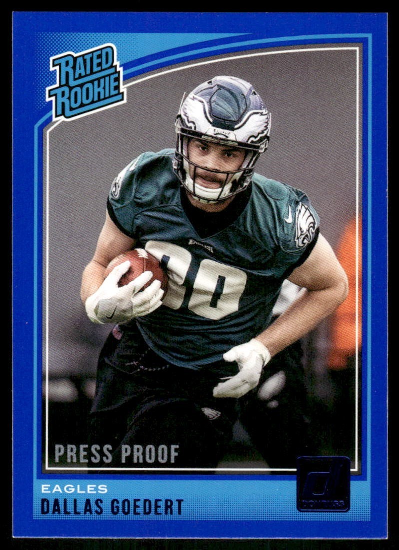 2018 Donruss Press Proof Blue #347 Dallas Goedert Rookie RC Eagles football card