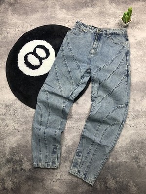MANIERE DE VOIR Avantgarde Rare Chrome/White Logo Streetwear Straight Blue Jeans