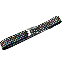 Buckle Down Ford Seatbelt Belt Metal Buckle Mustang Logo Polka Dot Muli Nylon