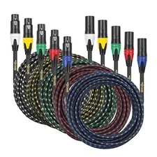 Clef Audio Labs XLR Male to XLR Female,5 Color Braided -20FT-5PK