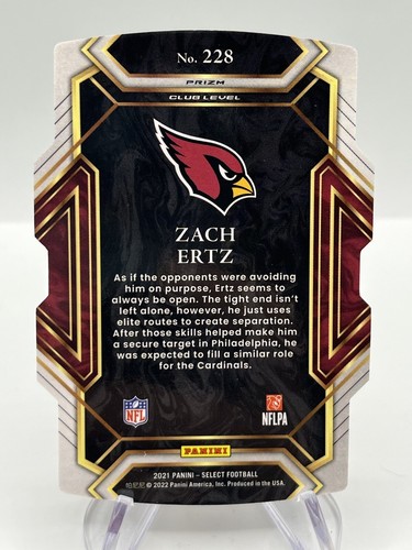 2021 Select Football Zach Ertz Yellow and Red Die Cut Club Level No. 228 - Picture 2 of 2