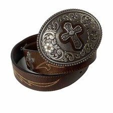 Ariat Western Womens Belt Leather Studded Rhinestones Size Medium Brown A1512202