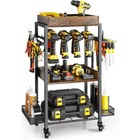Heavy Duty 4 Tier Rolling Tools Storage Cart with Drill Rack Open Tool Organizer