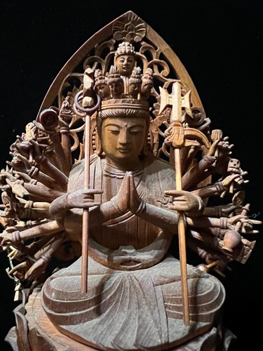 Figura de Japón Senju-Kannon Diosa de la Misericordia Tallada en Madera - Imagen 3 de 15