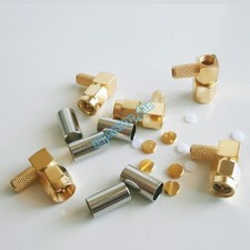 5Pcs SMA male plug right angle 90  crimp RG58 RG142 LMR195 RG400 cable Connector