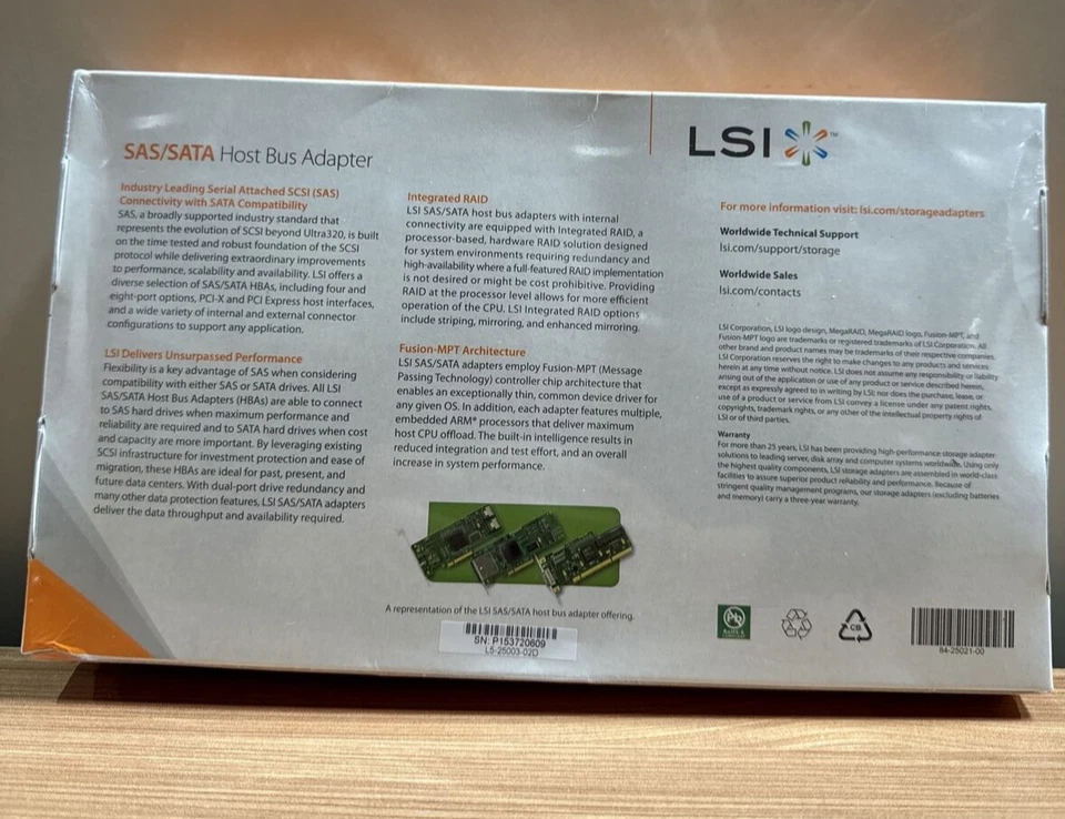 LSI SAS3801E PCI-E 3GB/s Dual Port External HBA L3-01123-04E Low Bracket - Image 4 of 4