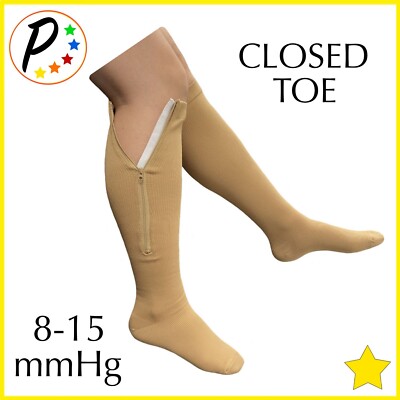   Presadee Closed Toe 8-15 mmHg Mild Zipper Compression Relief Leg Calf Socks