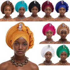 African Women Caps Auto Gele Headtie Wedding Party Braid Hats Turban Head Wrap