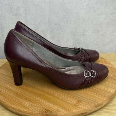 Life Stride Velocity Womens Memory Foam Mickie Burgundy Heels Size 