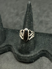 925 Sterling Silver Onyx Ring Sz 6 - 2.8g