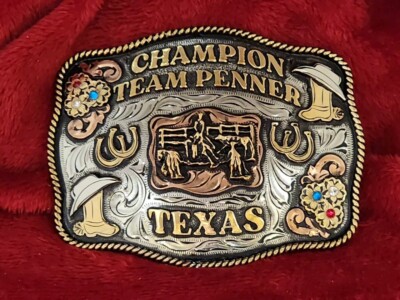 RODEO CHAMPIONSHIP BELT BUCKLE TROPHY TEAM PENNING PROFESSIONAL TEXAS RARE 284