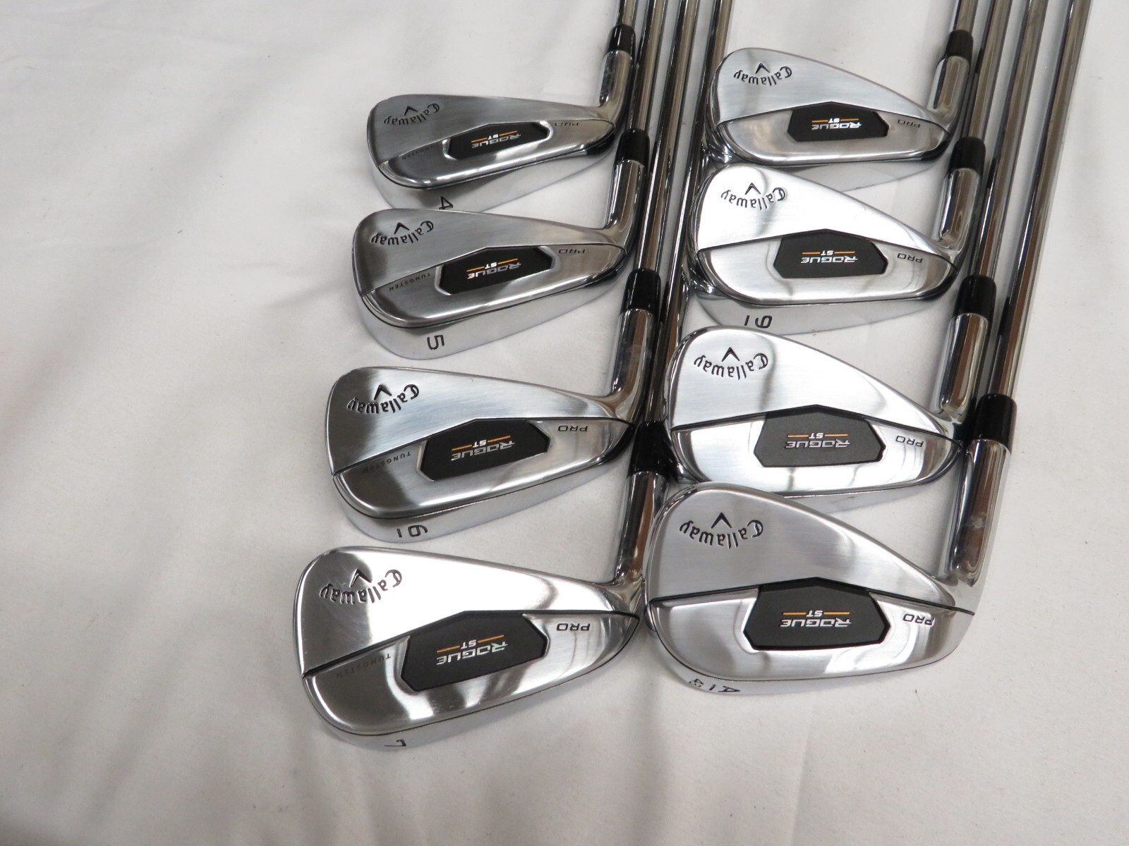 Used LH Callaway Rogue ST Pro Iron Set 4AW Rifle 6.0 Stiff Flex Steel