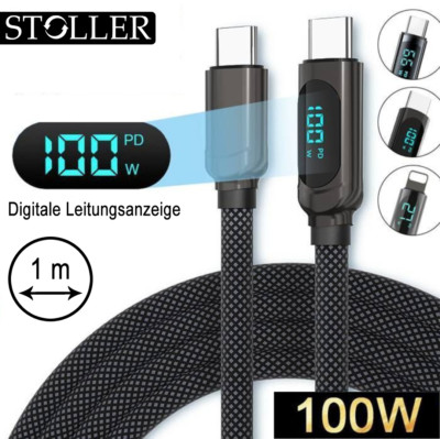 USB-C zu USB-C Kabel mit Digitalanzeige   100W Power Delivery Schnellladen